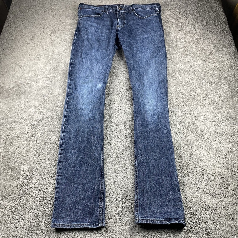 Wrangler Slim Fit Jeans Mens 34X32 Blue Dark Wash Mid Rise